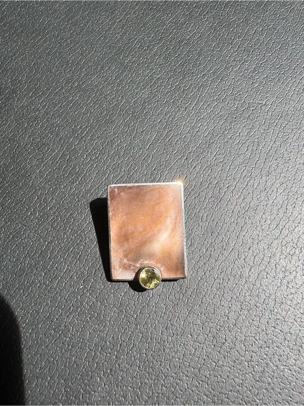 Marta Howell Sterling Silver Golden shell Rectangular Pendant with Citrine